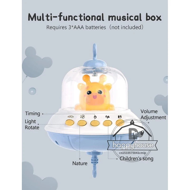 Musical Crib Mobile for Babies – Light & Music Projection with Remote Control | Infant Nursery Mobile Toy for Newborns
