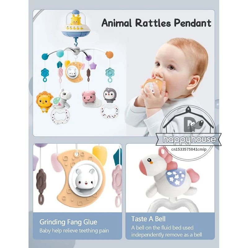 Musical Crib Mobile for Babies – Light & Music Projection with Remote Control | Infant Nursery Mobile Toy for Newborns