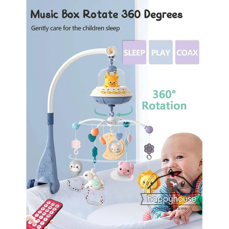 Musical Crib Mobile for Babies – Light & Music Projection with Remote Control | Infant Nursery Mobile Toy for Newborns