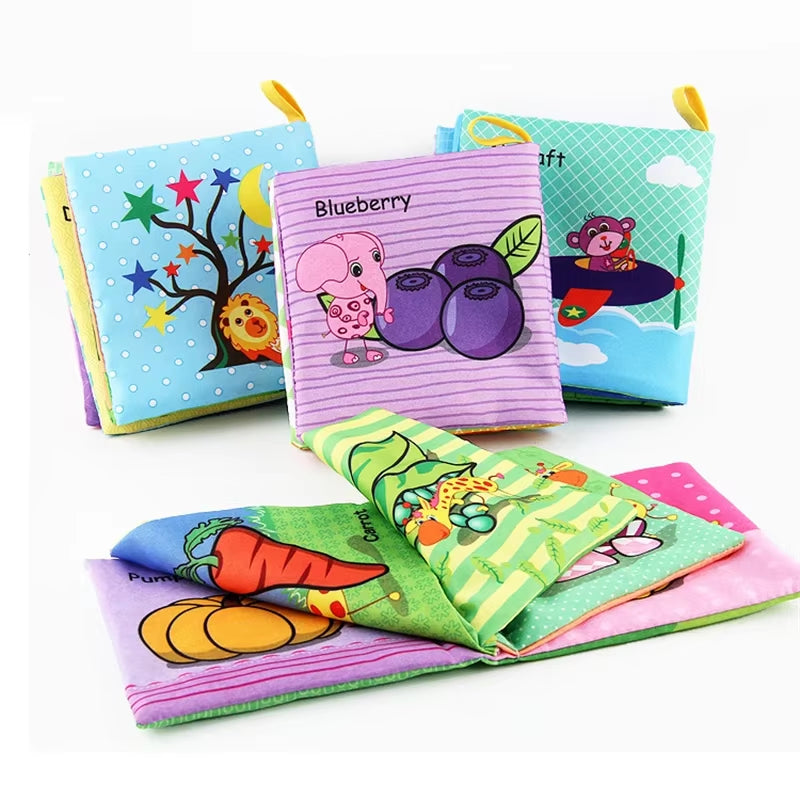 Baby Cloth Book for 0–12 Months – Soft Fabric Educational Books with Fruits & Animals | Early Learning Puzzle Toy for Infants & Toddlers