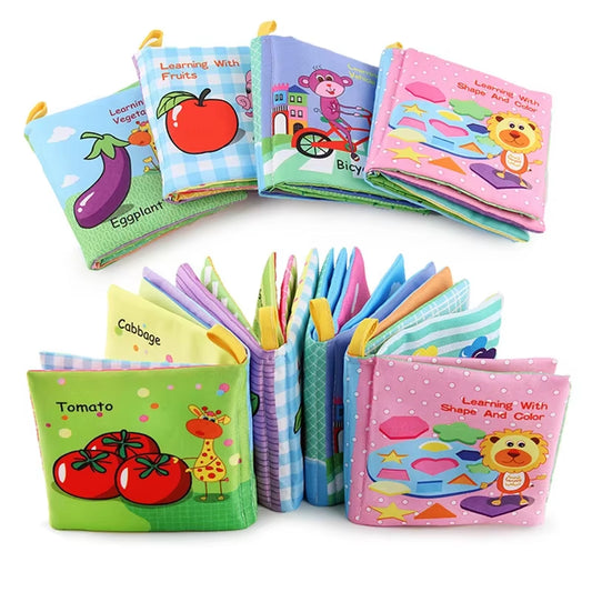 Baby Cloth Book for 0–12 Months – Soft Fabric Educational Books with Fruits & Animals | Early Learning Puzzle Toy for Infants & Toddlers