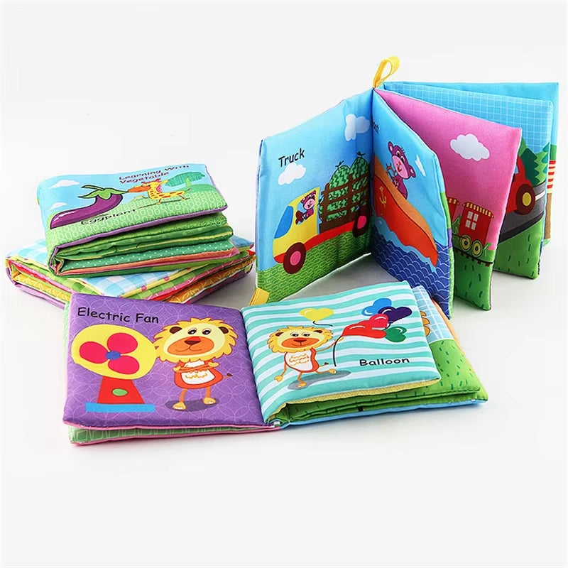 Baby Cloth Book for 0–12 Months – Soft Fabric Educational Books with Fruits & Animals | Early Learning Puzzle Toy for Infants & Toddlers