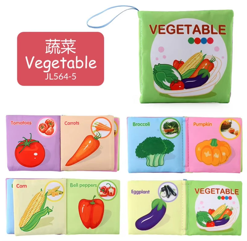 Baby Cloth Book for 0–12 Months – Soft Fabric Educational Books with Fruits & Animals | Early Learning Puzzle Toy for Infants & Toddlers