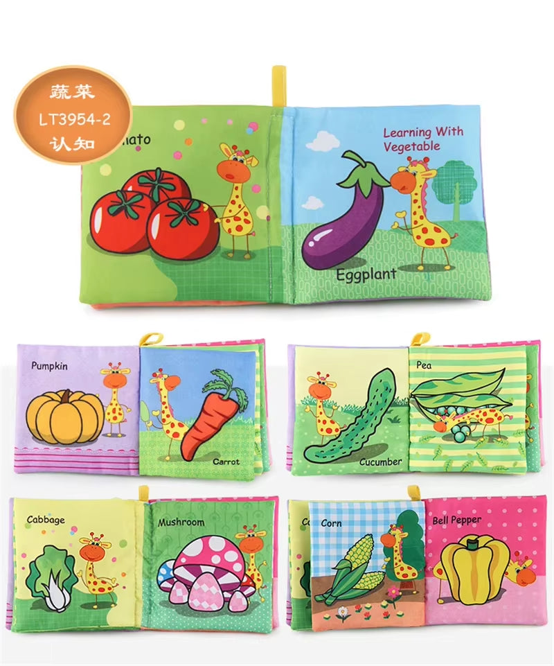 Baby Cloth Book for 0–12 Months – Soft Fabric Educational Books with Fruits & Animals | Early Learning Puzzle Toy for Infants & Toddlers