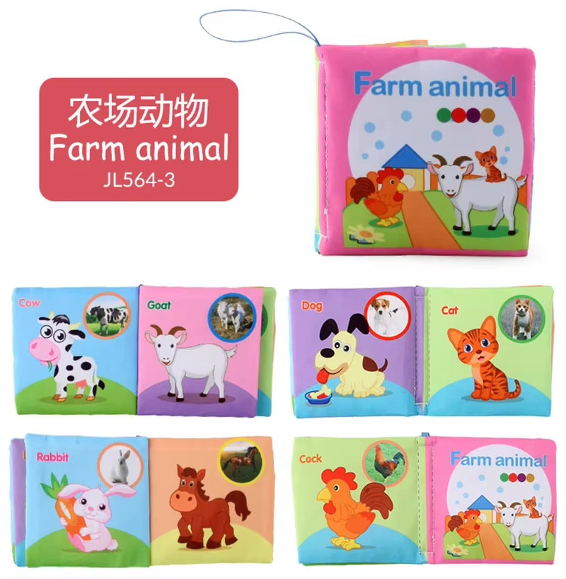 Baby Cloth Book for 0–12 Months – Soft Fabric Educational Books with Fruits & Animals | Early Learning Puzzle Toy for Infants & Toddlers