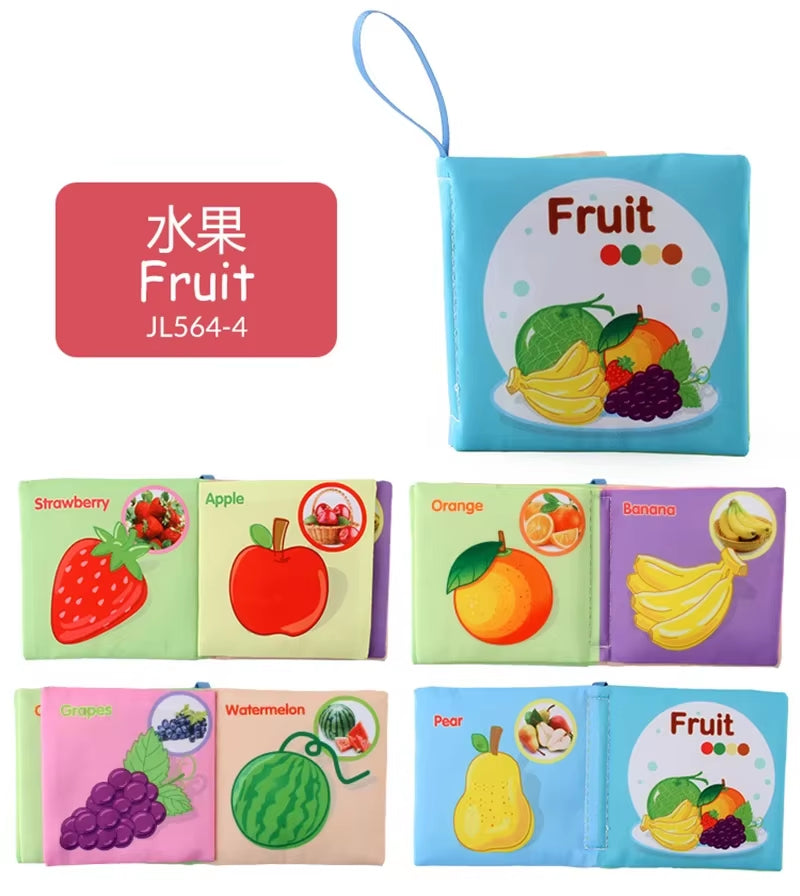 Baby Cloth Book for 0–12 Months – Soft Fabric Educational Books with Fruits & Animals | Early Learning Puzzle Toy for Infants & Toddlers