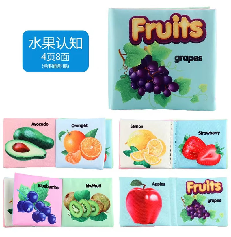 Baby Cloth Book for 0–12 Months – Soft Fabric Educational Books with Fruits & Animals | Early Learning Puzzle Toy for Infants & Toddlers
