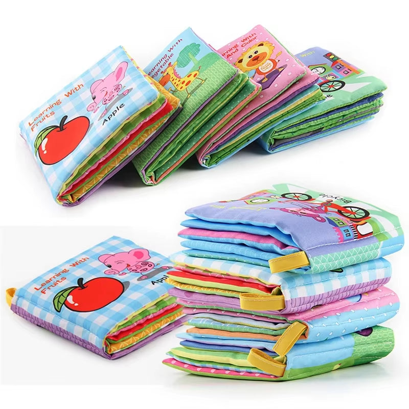 Baby Cloth Book for 0–12 Months – Soft Fabric Educational Books with Fruits & Animals | Early Learning Puzzle Toy for Infants & Toddlers