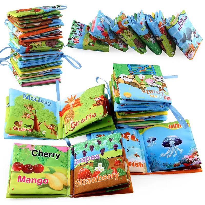 Baby Cloth Book for 0–12 Months – Soft Fabric Educational Books with Fruits & Animals | Early Learning Puzzle Toy for Infants & Toddlers