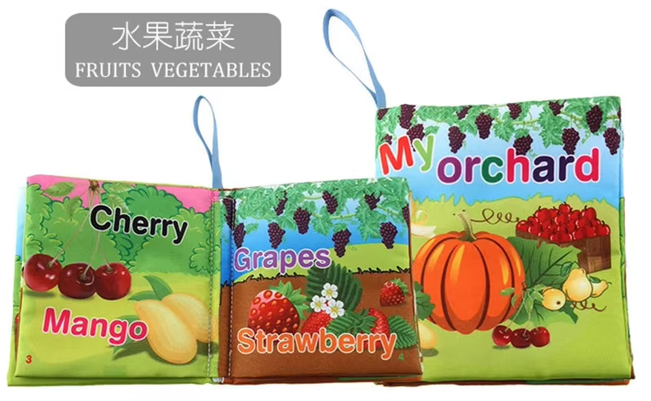 Baby Cloth Book for 0–12 Months – Soft Fabric Educational Books with Fruits & Animals | Early Learning Puzzle Toy for Infants & Toddlers