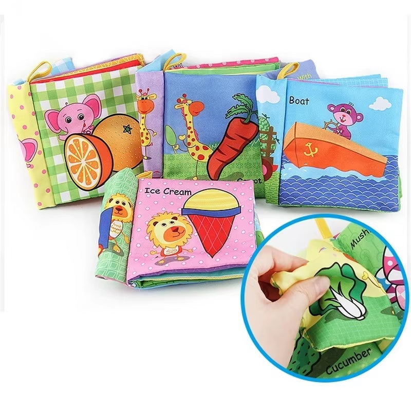 Baby Cloth Book for 0–12 Months – Soft Fabric Educational Books with Fruits & Animals | Early Learning Puzzle Toy for Infants & Toddlers